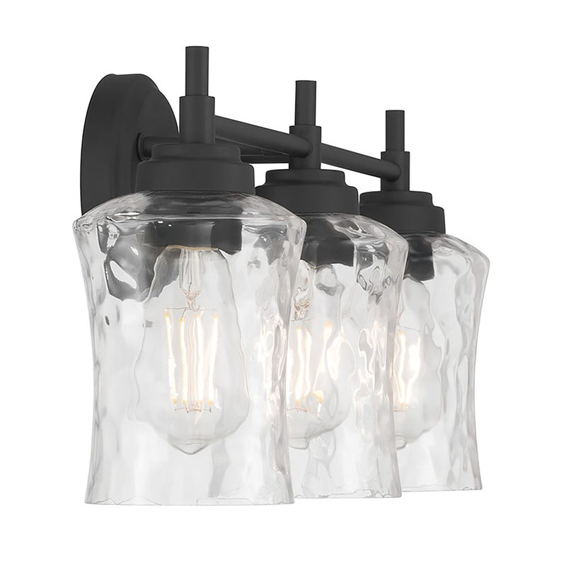 Millennium Clarvyn 3Lt Bathroom Vanity Light, Black/Clear Stone