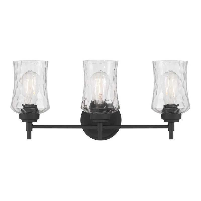 Millennium Clarvyn 3Lt Bathroom Vanity Light, Black/Clear Stone