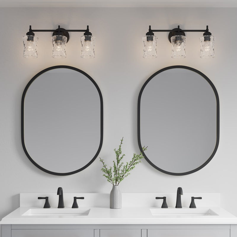 Millennium Clarvyn 3Lt Bathroom Vanity Light, Black/Clear Stone