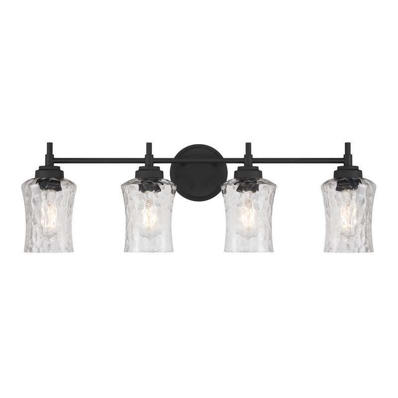 Millennium Clarvyn 4Lt Bathroom Vanity Light, Black/Clear Stone