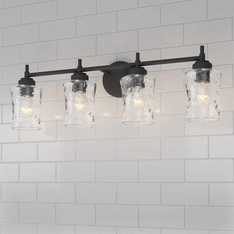 Millennium Clarvyn 4Lt Bathroom Vanity Light, Black/Clear Stone
