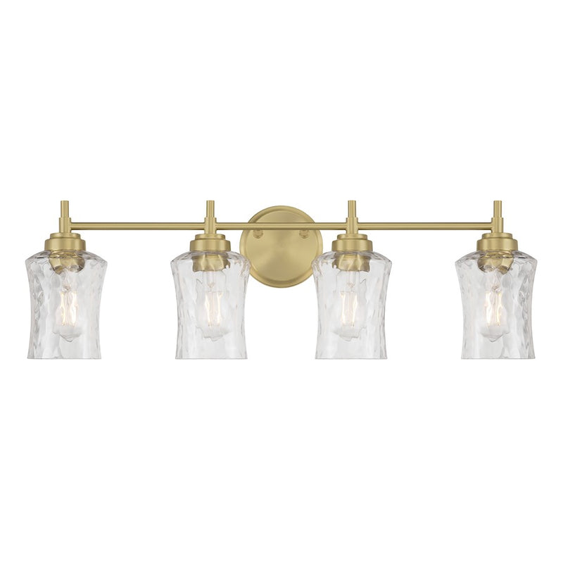 Millennium Clarvyn 4Lt Bathroom Vanity Light, Brass/Clear Stone