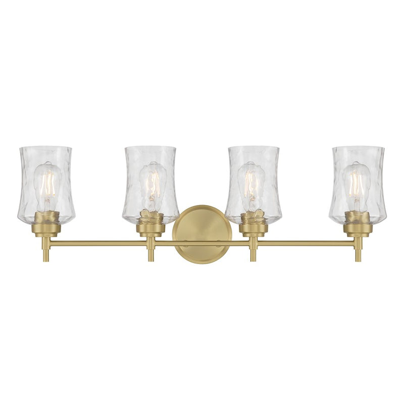 Millennium Clarvyn 4Lt Bathroom Vanity Light, Brass/Clear Stone