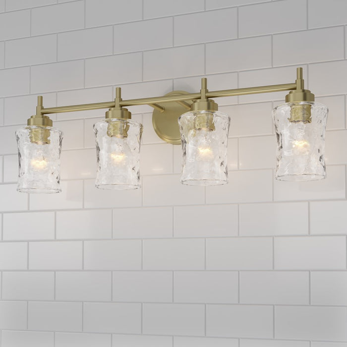 Millennium Clarvyn 4Lt Bathroom Vanity Light, Brass/Clear Stone