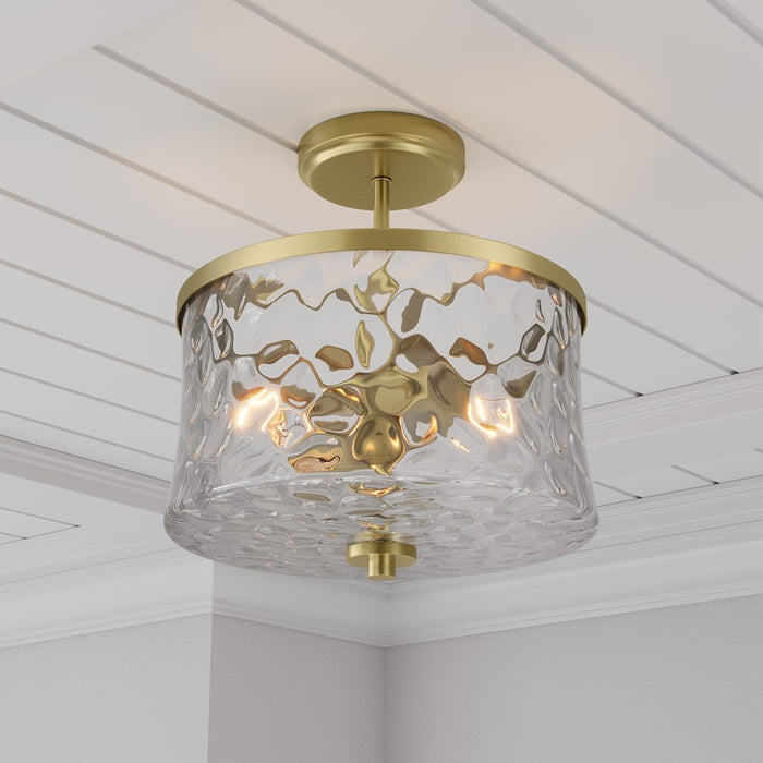 Millennium Clarvyn 2Lt Ceiling Fixture, Brass/Clear Stone Water