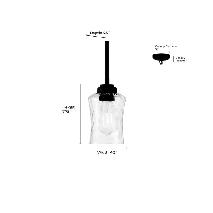 Millennium Clarvyn 1Lt Pendant, Black/Clear Stone Water