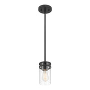 Millennium Lighting Lunden 1 Light Pendant, Matte Black/Clear - 91011-MB
