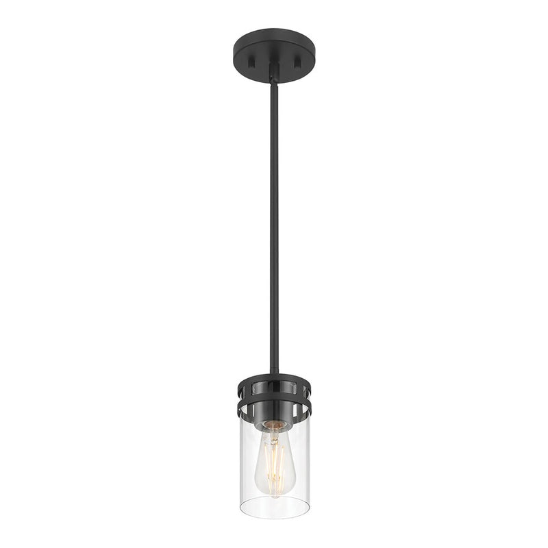 Millennium Lighting Lunden 1 Light Pendant, Matte Black/Clear - 91011-MB