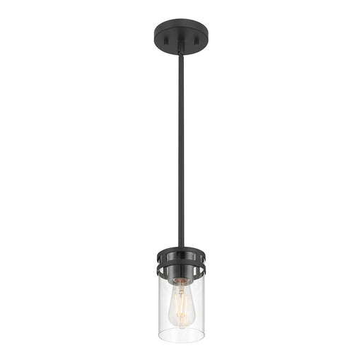Millennium Lighting Lunden 1 Light Pendant, Matte Black/Clear - 91011-MB