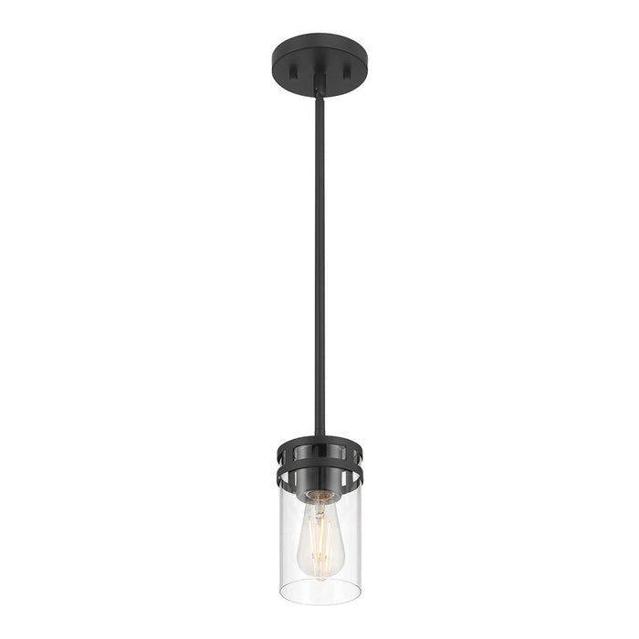 Millennium Lighting Lunden 1 Light Pendant, Matte Black/Clear - 91011-MB