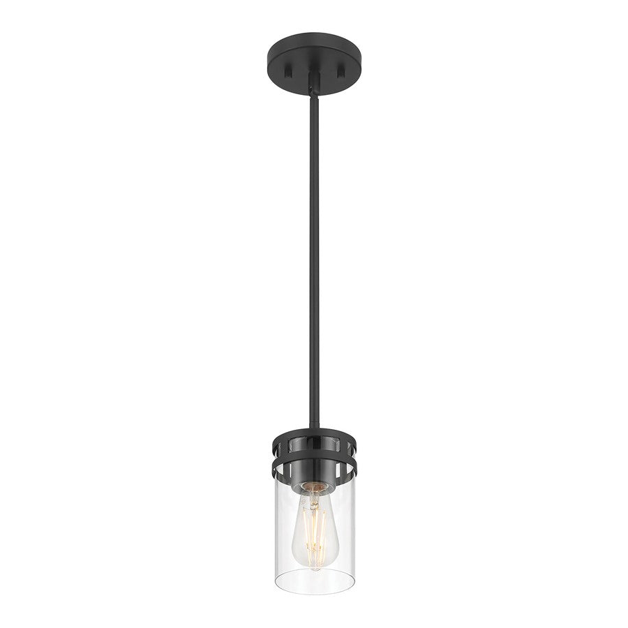 Millennium Lighting Lunden 1 Light Pendant, Matte Black/Clear - 91011-MB