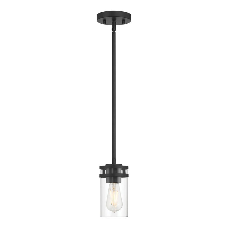 Millennium Lighting Lunden 1 Light Pendant, Matte Black/Clear