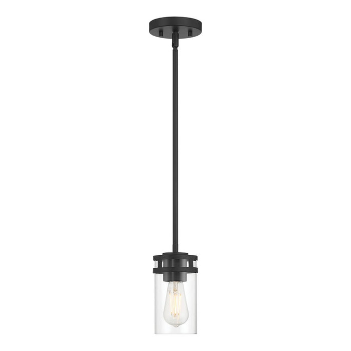 Millennium Lighting Lunden 1 Light Pendant, Matte Black/Clear