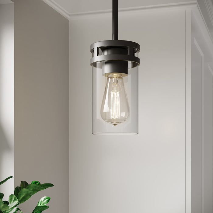 Millennium Lighting Lunden 1 Light Pendant, Matte Black/Clear