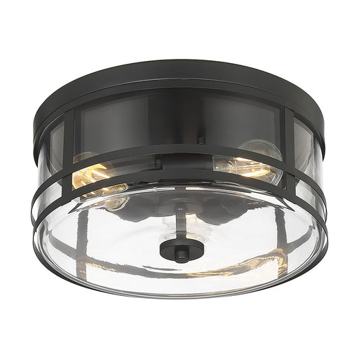 Millennium Lighting Lunden 3 Light Flush Mount, Matte Black/Clear - 91013-MB