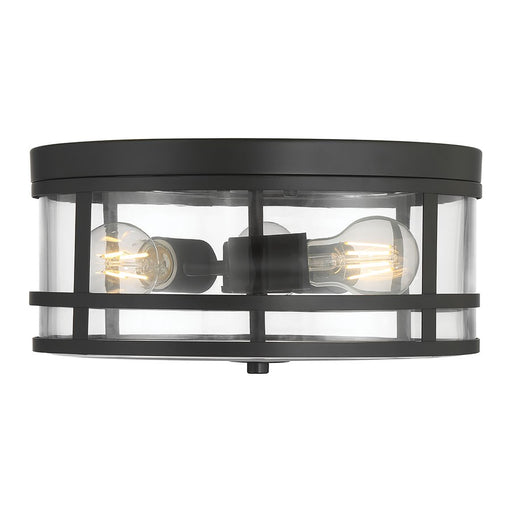 Millennium Lighting Lunden 3 Light Flush Mount, Matte Black/Clear