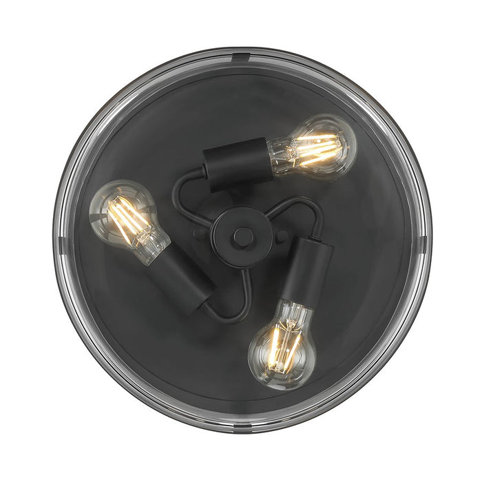 Millennium Lighting Lunden 3 Light Flush Mount, Matte Black/Clear