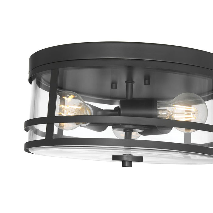 Millennium Lighting Lunden 3 Light Flush Mount, Matte Black/Clear