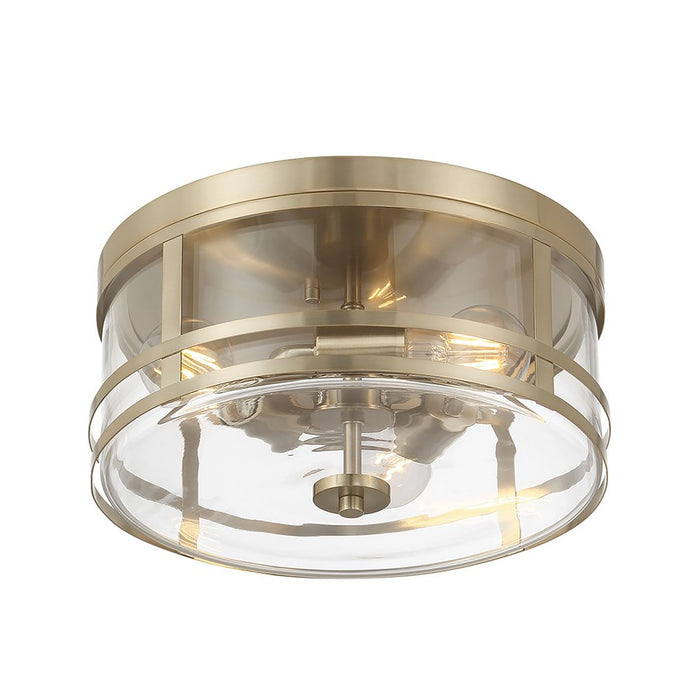 Millennium Lighting Lunden 3 Light Flush Mount, Modern Gold/Clear - 91013-MG