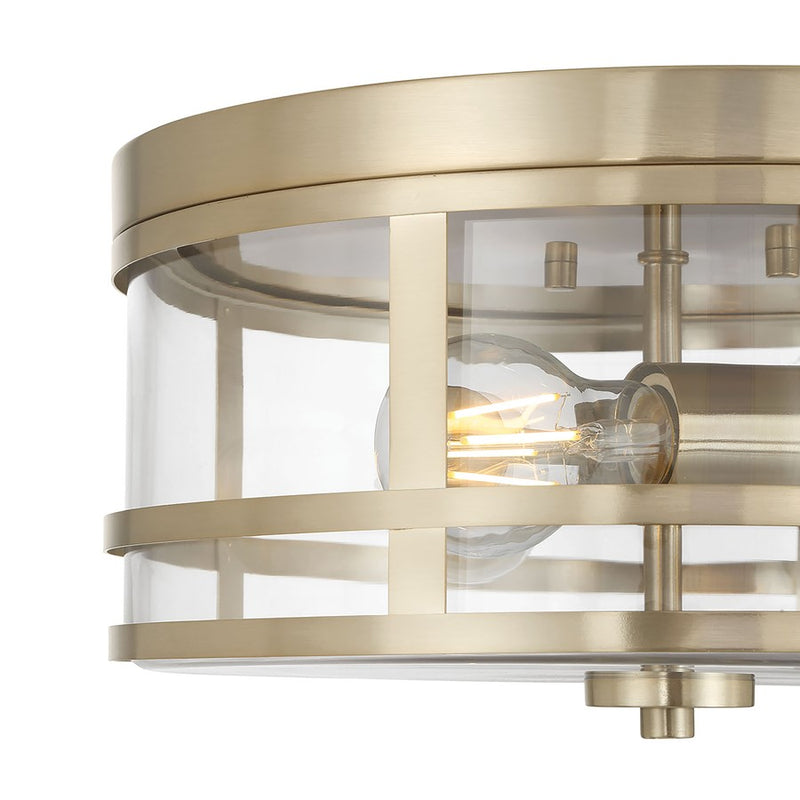 Millennium Lighting Lunden 3 Light Flush Mount, Modern Gold/Clear