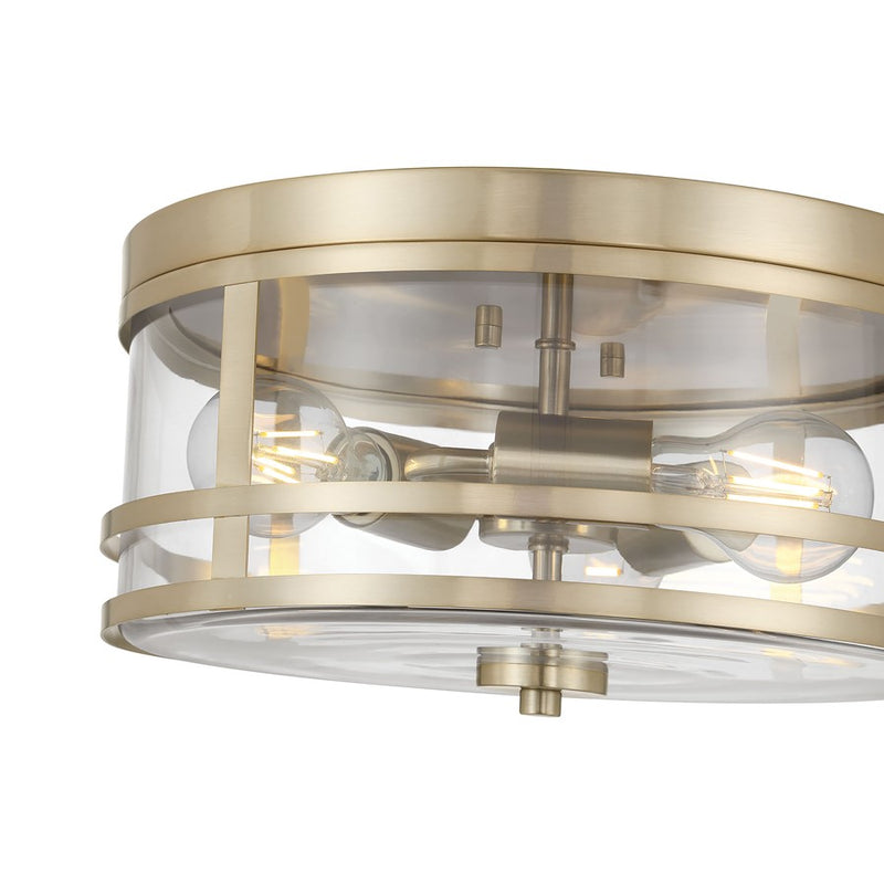 Millennium Lighting Lunden 3 Light Flush Mount, Modern Gold/Clear