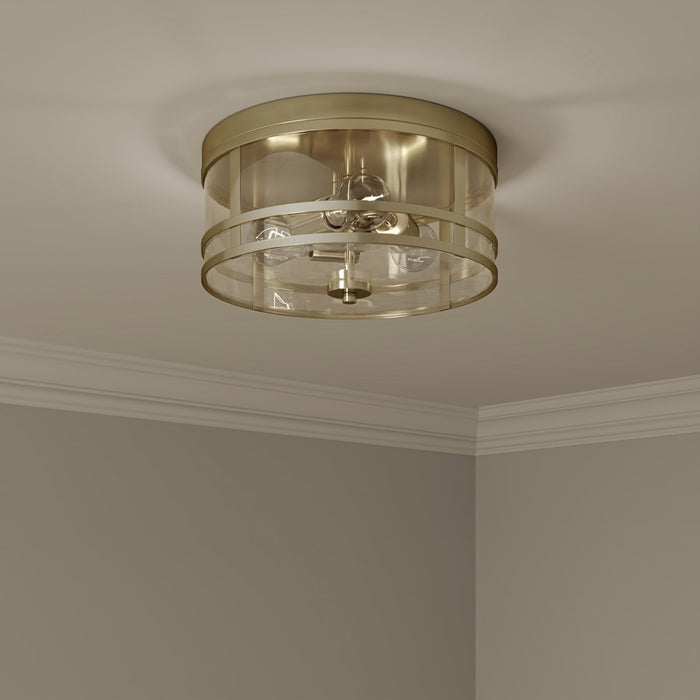 Millennium Lighting Lunden 3 Light Flush Mount, Modern Gold/Clear