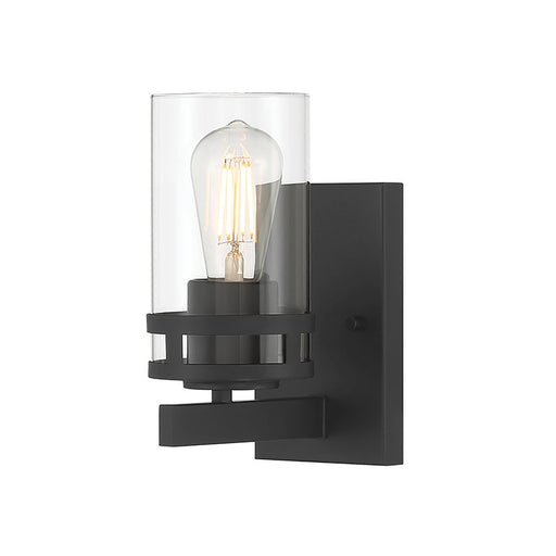Millennium Lighting Lunden 1Lt Wall Sconce, Matte Black/Clear - 91021-MB