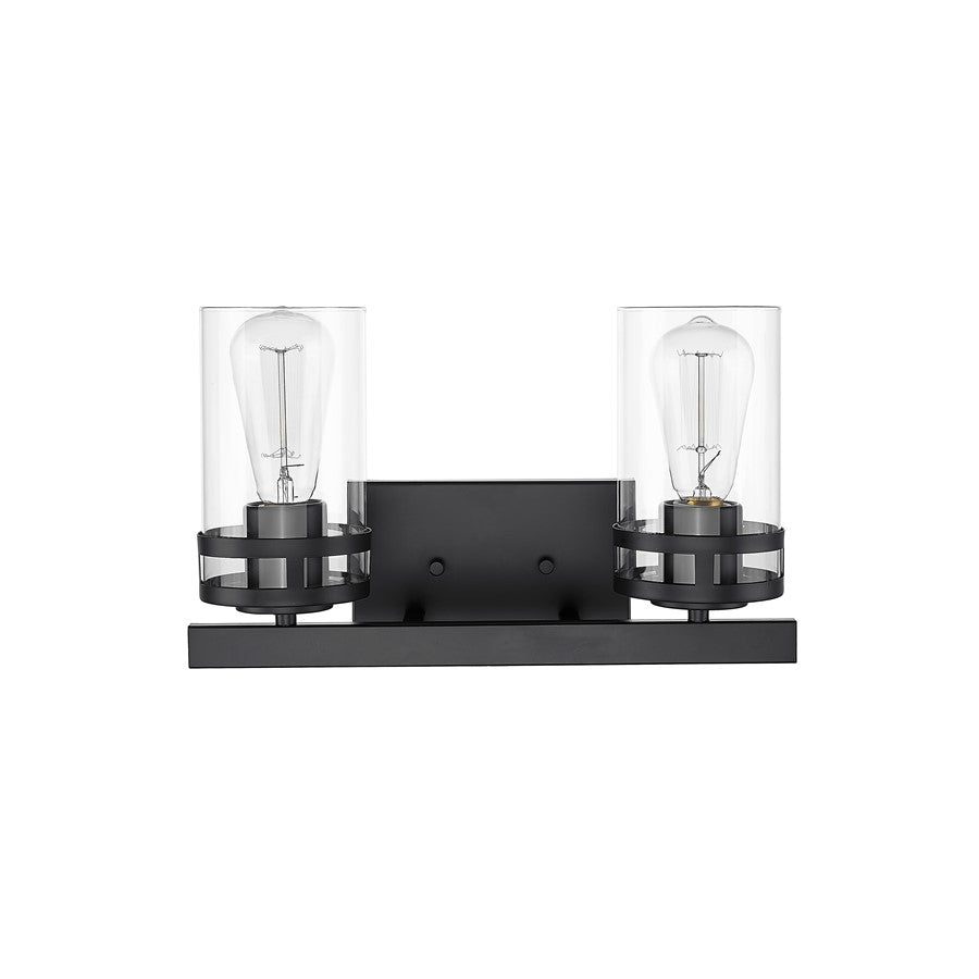 Millennium Lighting Lunden 2Lt Vanity, Black/Clear - 91022-MB