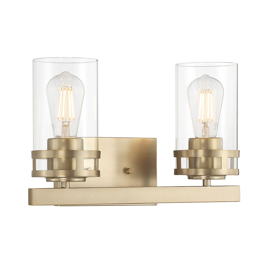 Millennium Lighting Lunden 2Lt Bathroom Vanity Light, Gold/Clear - 91022-MG