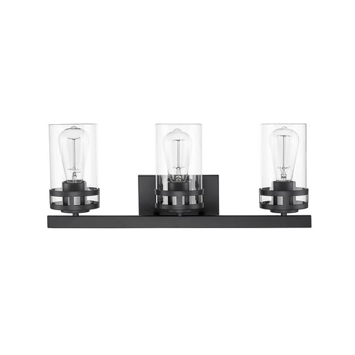 Millennium Lighting Lunden 3Lt Vanity, Black/Clear - 91023-MB