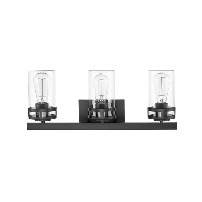 Millennium Lighting Lunden 3Lt Vanity, Black/Clear - 91023-MB