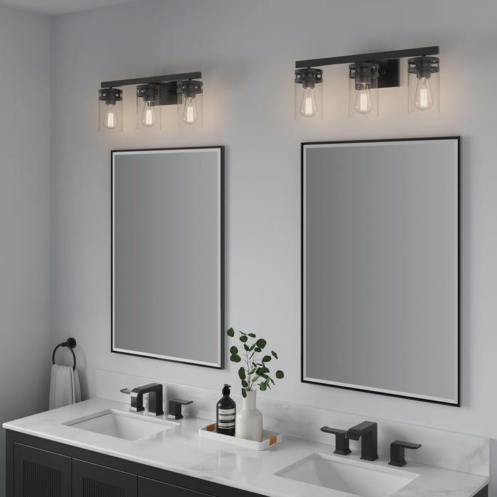 Millennium Lighting Lunden 3Lt Vanity, Black/Clear