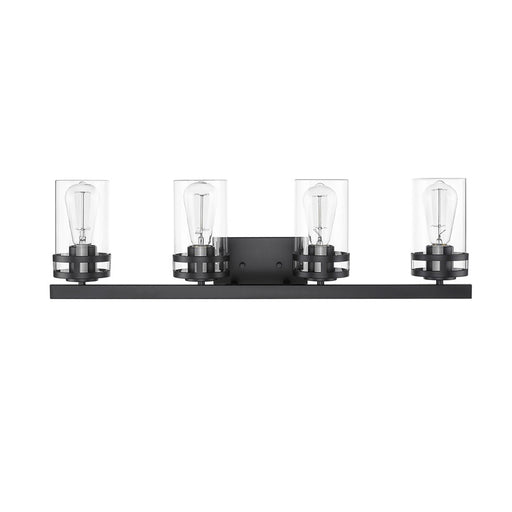 Millennium Lighting Lunden 4Lt Vanity, Black/Clear - 91024-MB