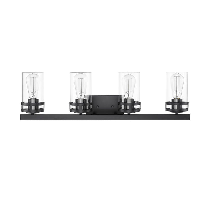 Millennium Lighting Lunden 4Lt Vanity, Black/Clear - 91024-MB