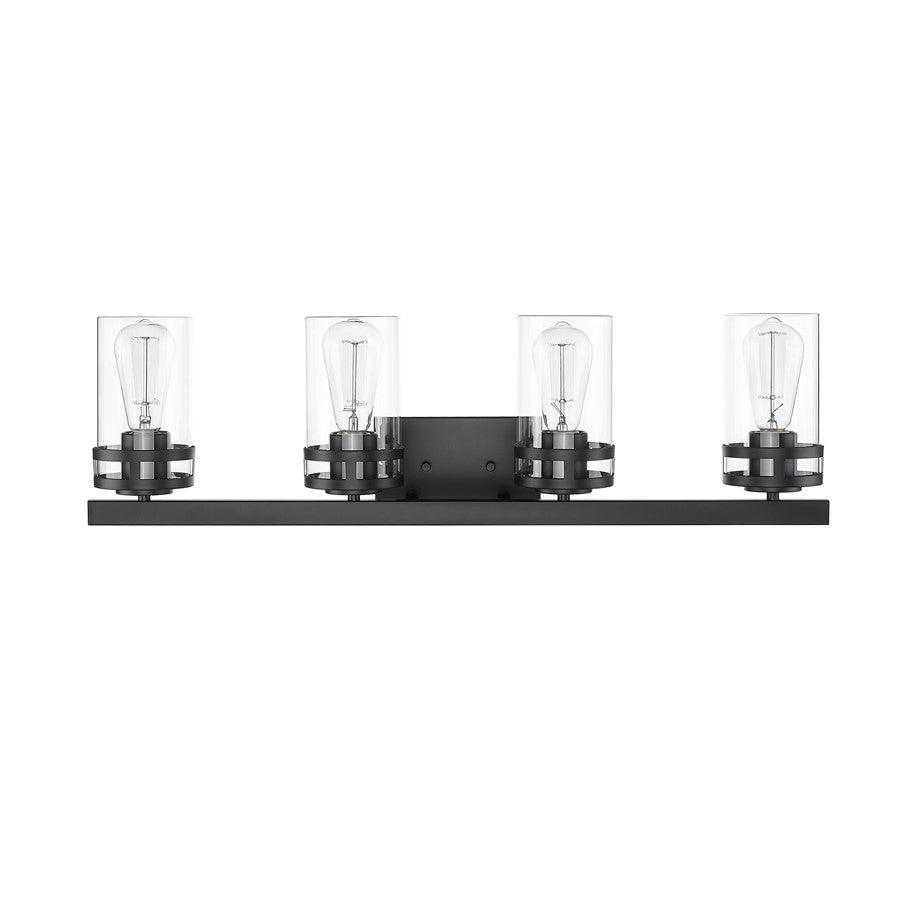 Millennium Lighting Lunden 4Lt Vanity, Black/Clear - 91024-MB