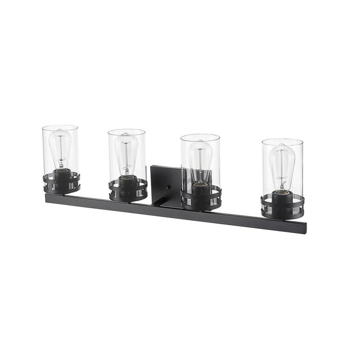 Millennium Lighting Lunden 4Lt Vanity, Black/Clear