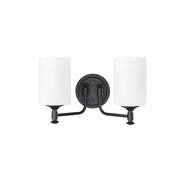 Millennium Ailey 2Lt Bathroom Vanity Light, Black/Etched Opal White - 91032-MB