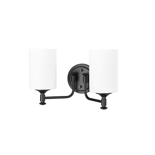 Millennium Ailey 2Lt Bathroom Vanity Light, Black/Etched Opal White