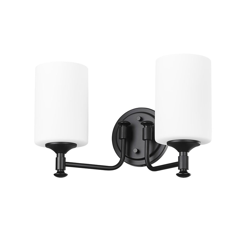 Millennium Ailey 2Lt Bathroom Vanity Light, Black/Etched Opal White