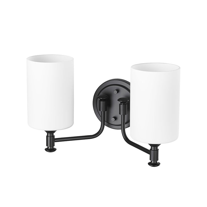 Millennium Ailey 2Lt Bathroom Vanity Light, Black/Etched Opal White