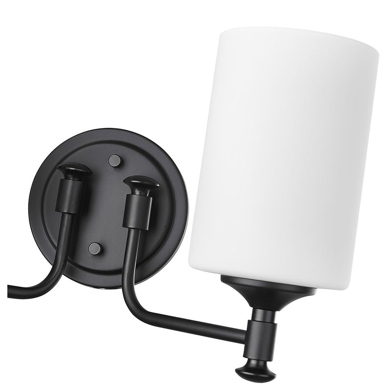 Millennium Ailey 2Lt Bathroom Vanity Light, Black/Etched Opal White