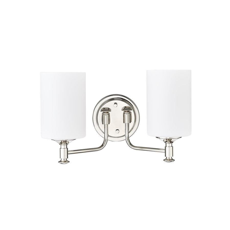 Millennium Lighting Ailey 2Lt Vanity, Nickel/Etched Opal White - 91032-PN