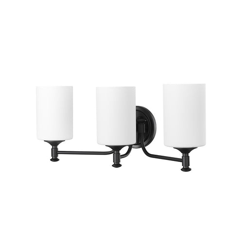 Millennium Ailey 3Lt Bathroom Vanity Light, Black/Etched Opal White