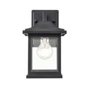 Millennium Southgate 1Lt 10" Outdoor Wall Sconce, Black/Clear - 91051-TBK