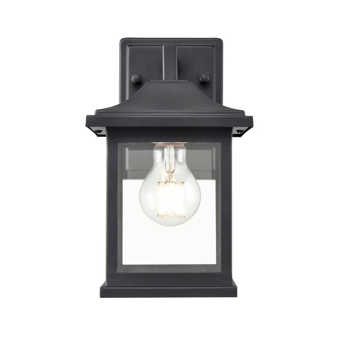 Millennium Southgate 1Lt 10" Outdoor Wall Sconce, Black/Clear - 91051-TBK