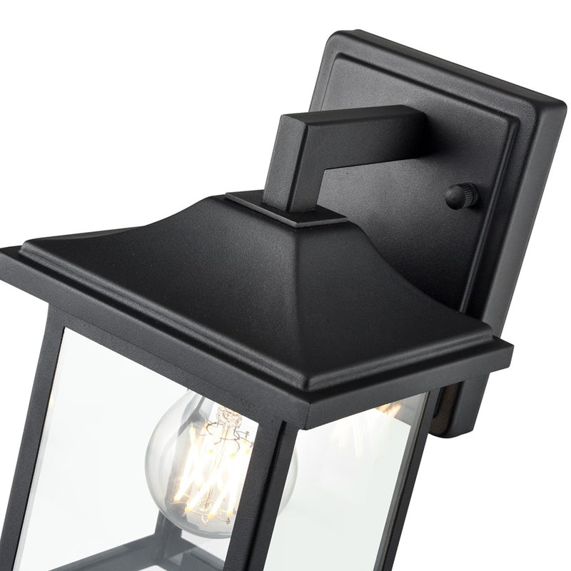 Millennium Southgate 1Lt 10" Outdoor Wall Sconce, Black/Clear