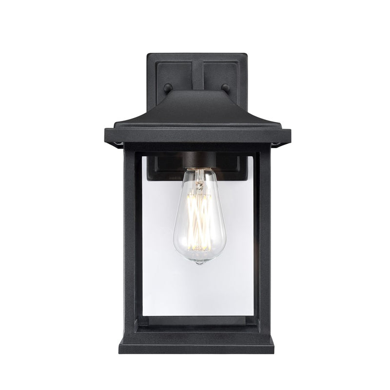 Millennium Southgate 1Lt 14" Outdoor Wall Sconce, Black/Clear - 91061-TBK
