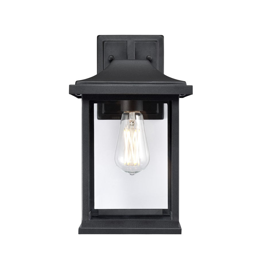 Millennium Southgate 1Lt 14" Outdoor Wall Sconce, Black/Clear - 91061-TBK