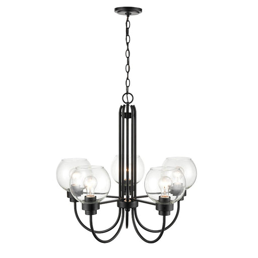 Millennium Lighting 5 Light Chandelier Ceiling Light, Black/Clear