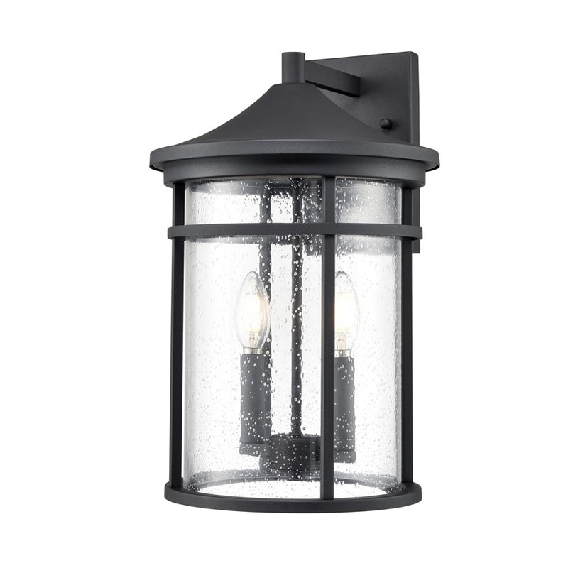 Millennium Lighting Namath 2Lt Outdoor Wall Sconce, Black/Clear